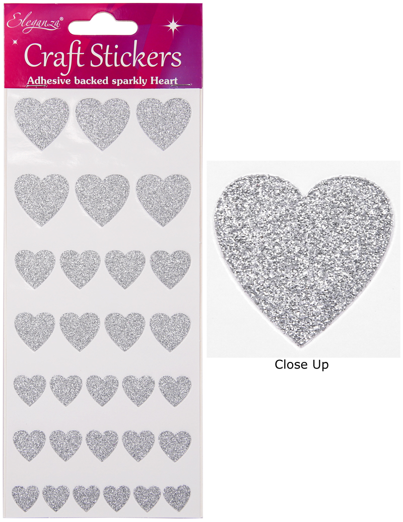 Bulk Glitter Hearts Sticker Sheets - 37 sheets