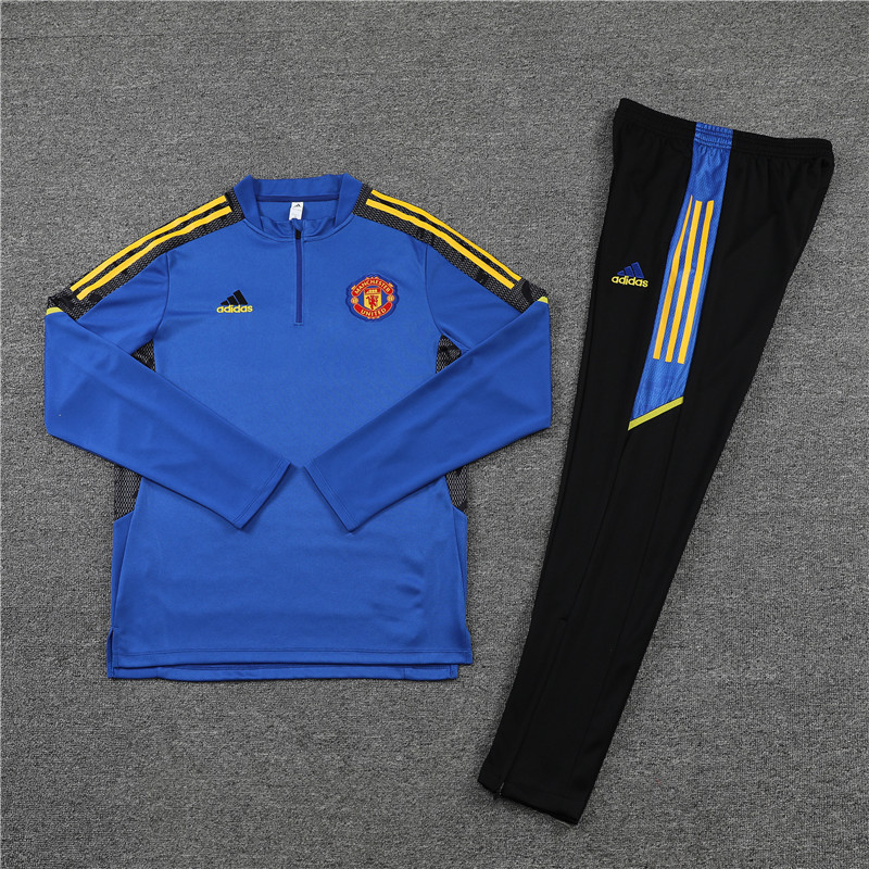 Manchester United Blue/Yellow Half Zip Jacket Tracksuit