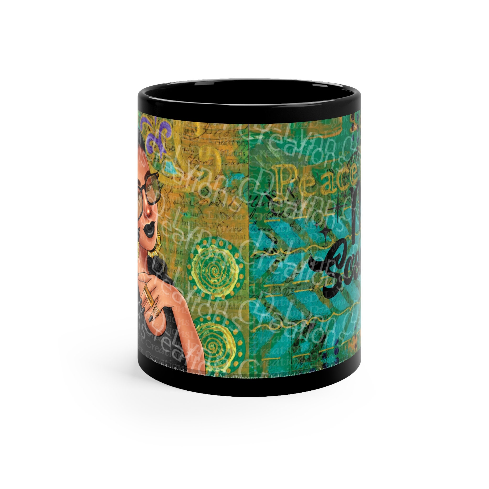 Her Zodiac Sign is Scorpio, Light Skinned Woman of Color 11oz Black Ceramic Mug (watermark removed w