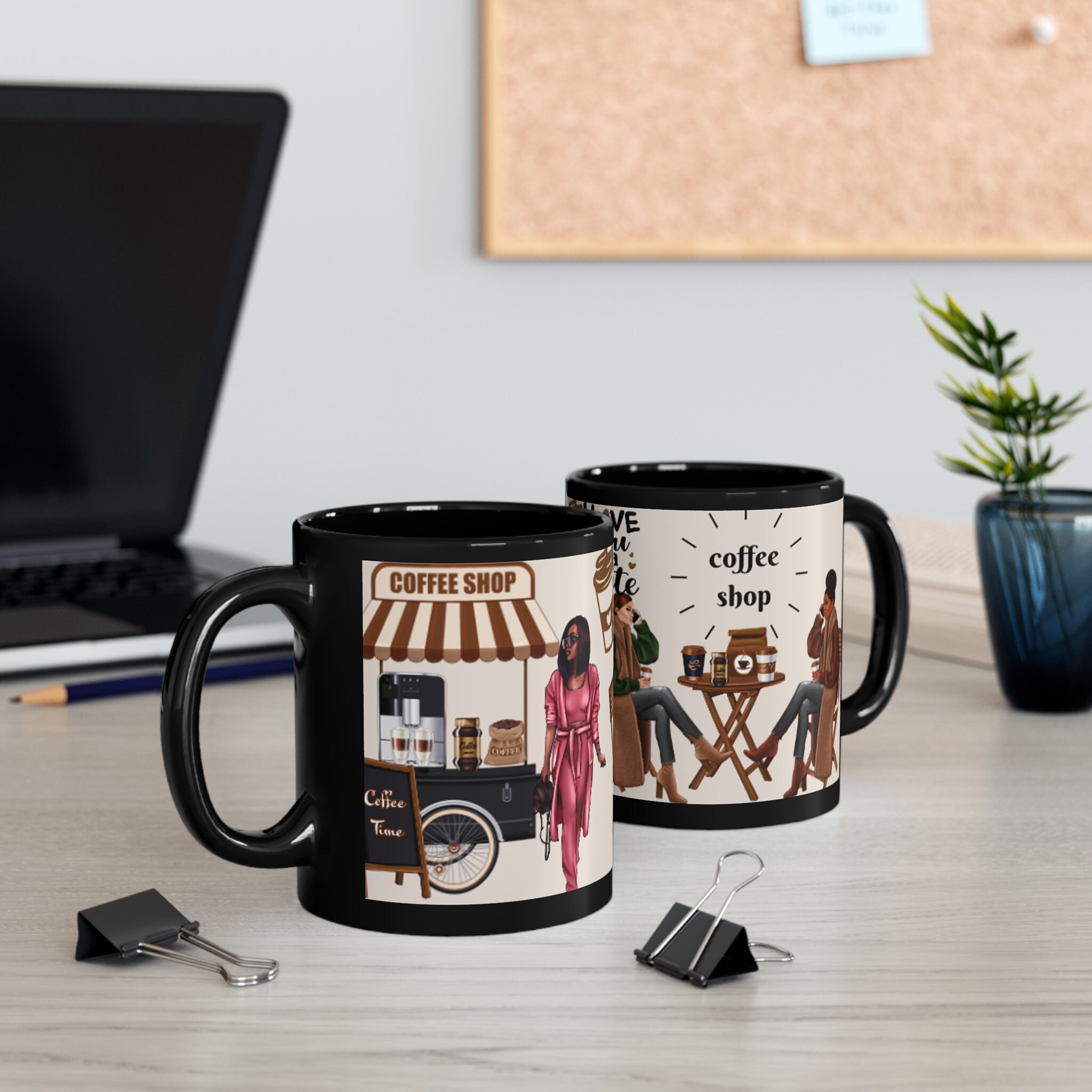 The Coffee Shop 11oz Black Ceramic Coffee Mug