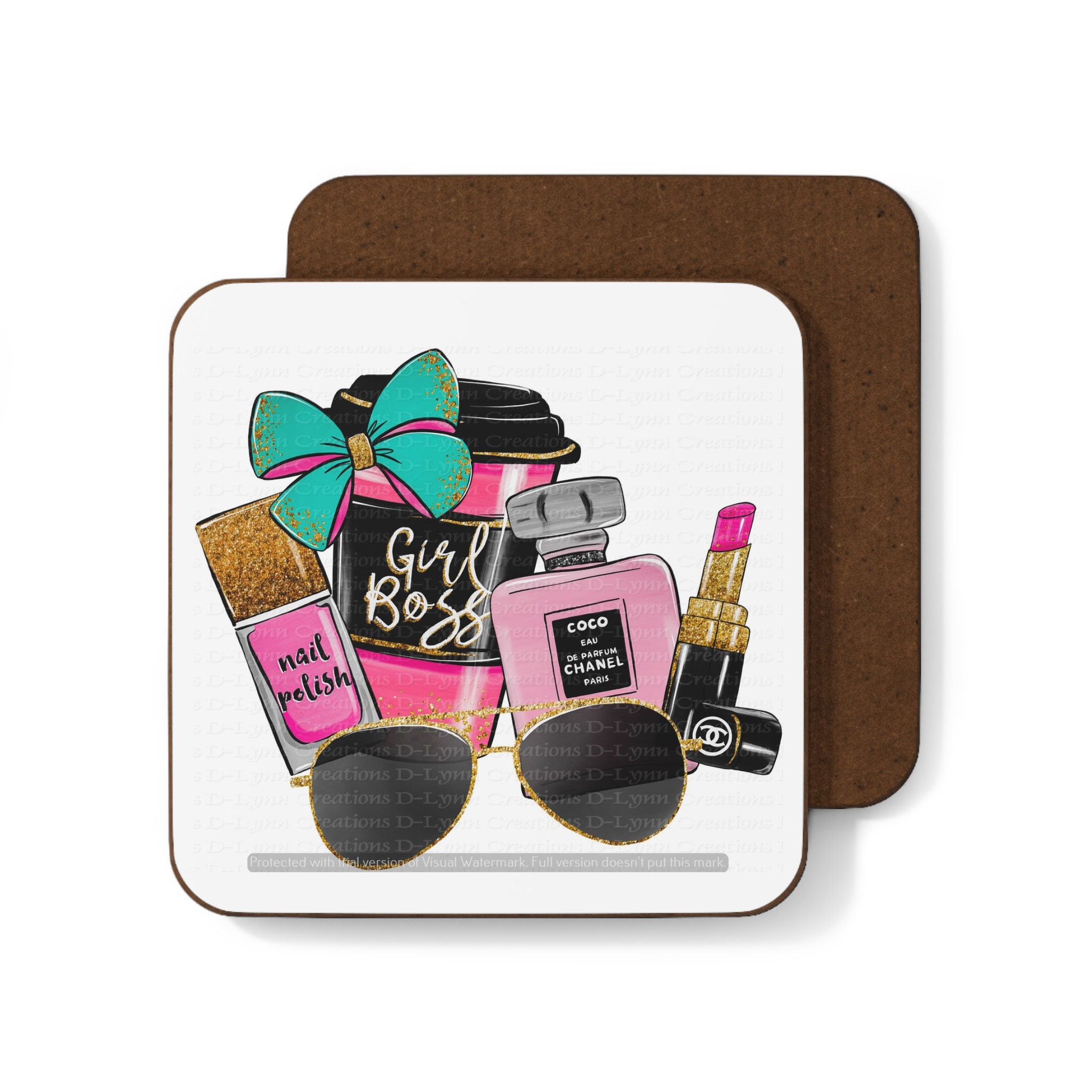 Girl Boss Hardboard Back Coaster 3.5" x 3.5" (watermarks removed once purchased)