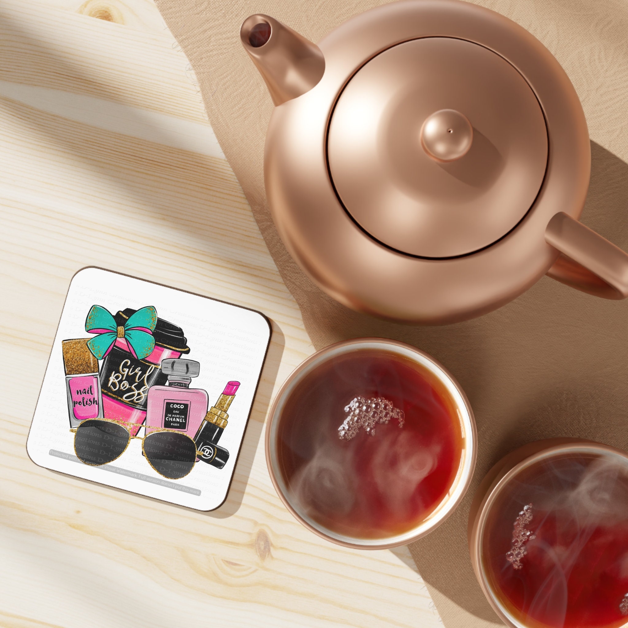 Girl Boss Hardboard Back Coaster 3.5" x 3.5" (watermarks removed once purchased)