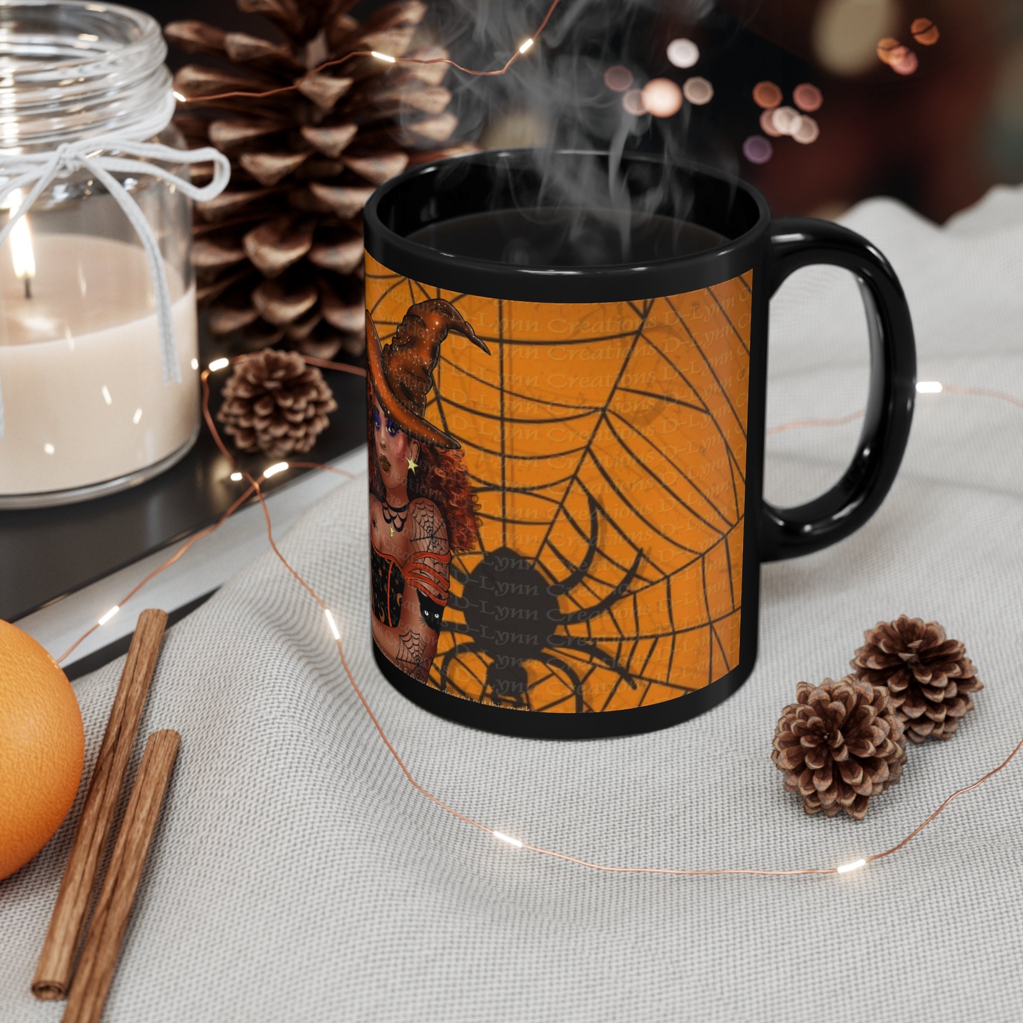 Witchy Orange Witch, 11oz Black Ceramic Mug