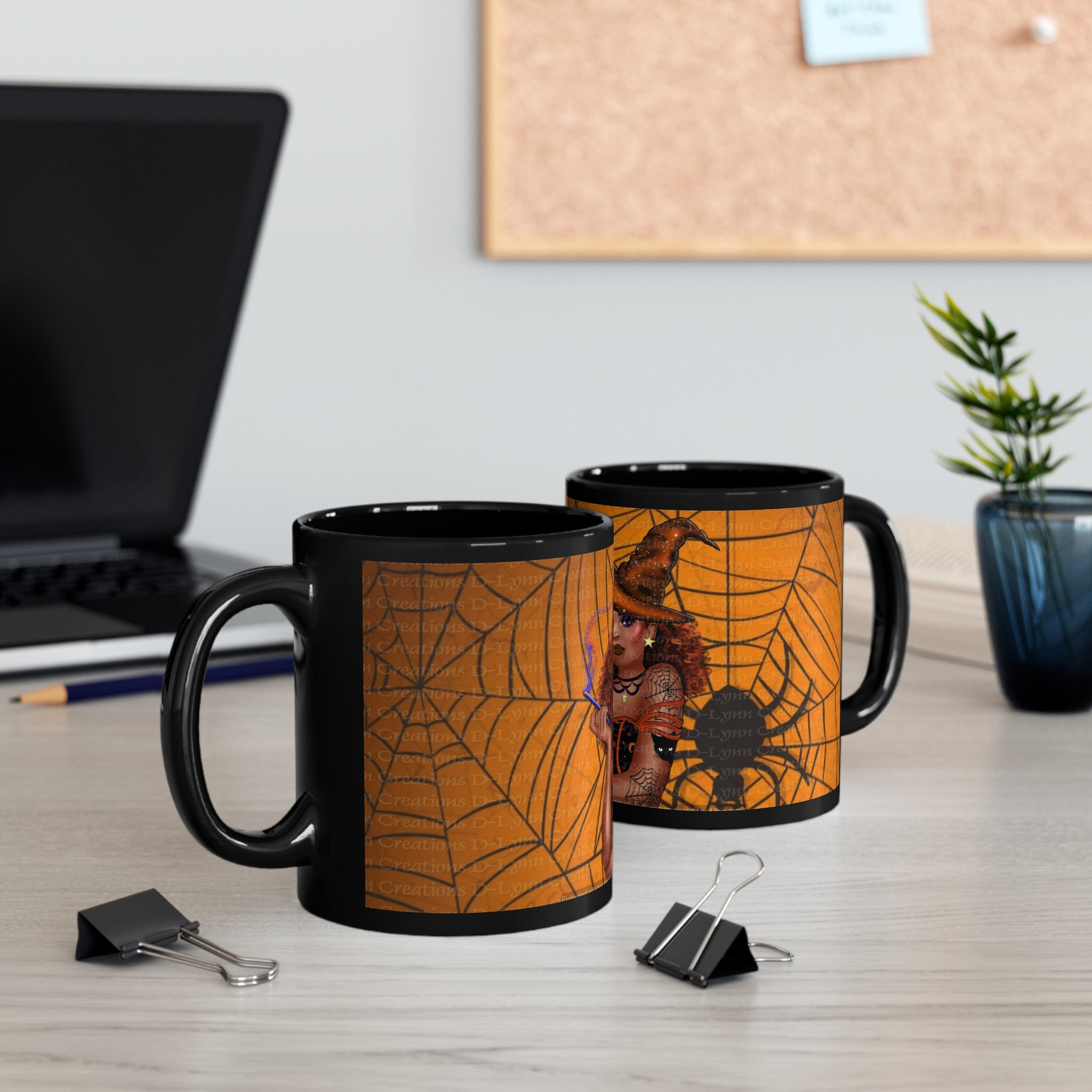 Witchy Orange Witch, 11oz Black Ceramic Mug