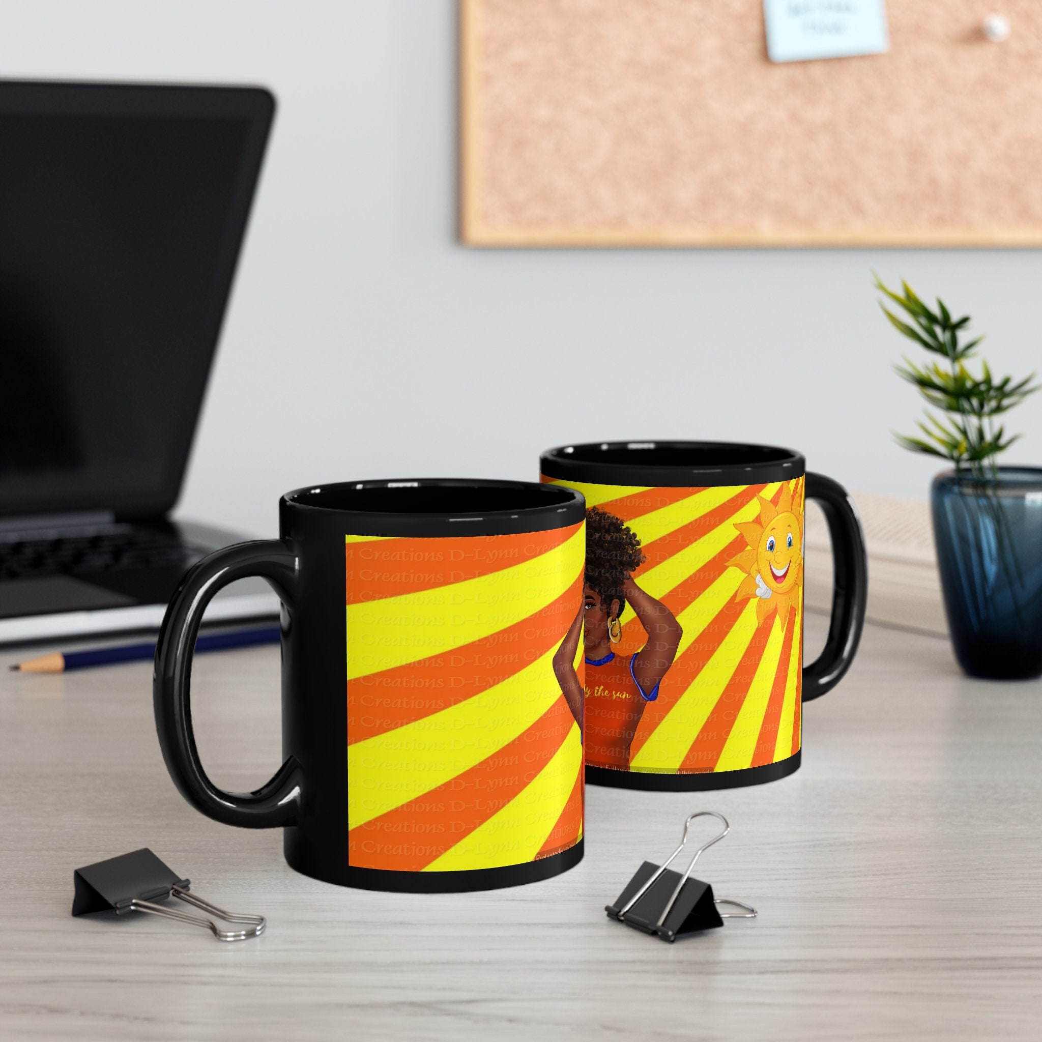 Kissed by the Sun 11oz Black Ceramic Mug (watermarks removed once purchased)