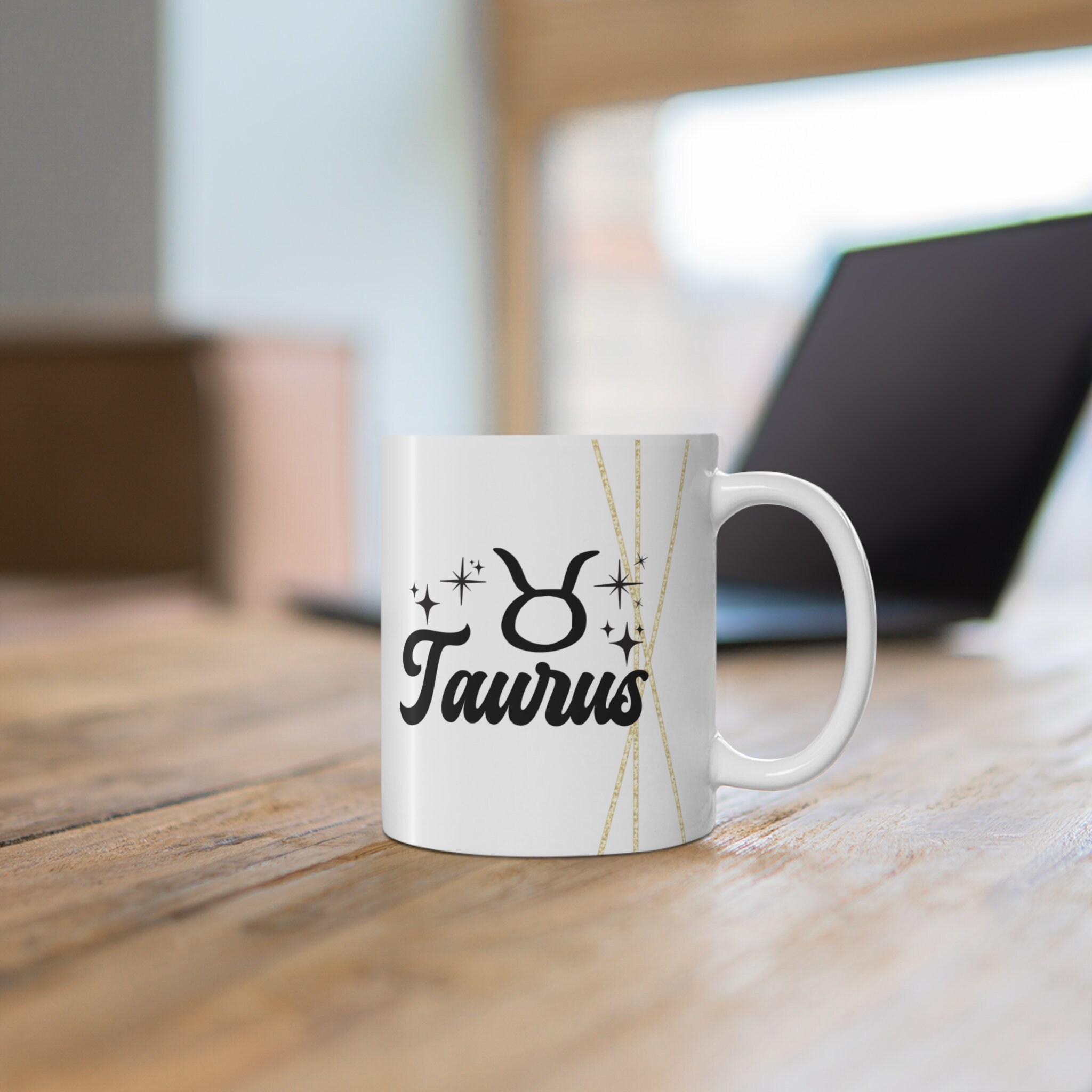 Taurus 11oz White Ceramic Coffee Mug