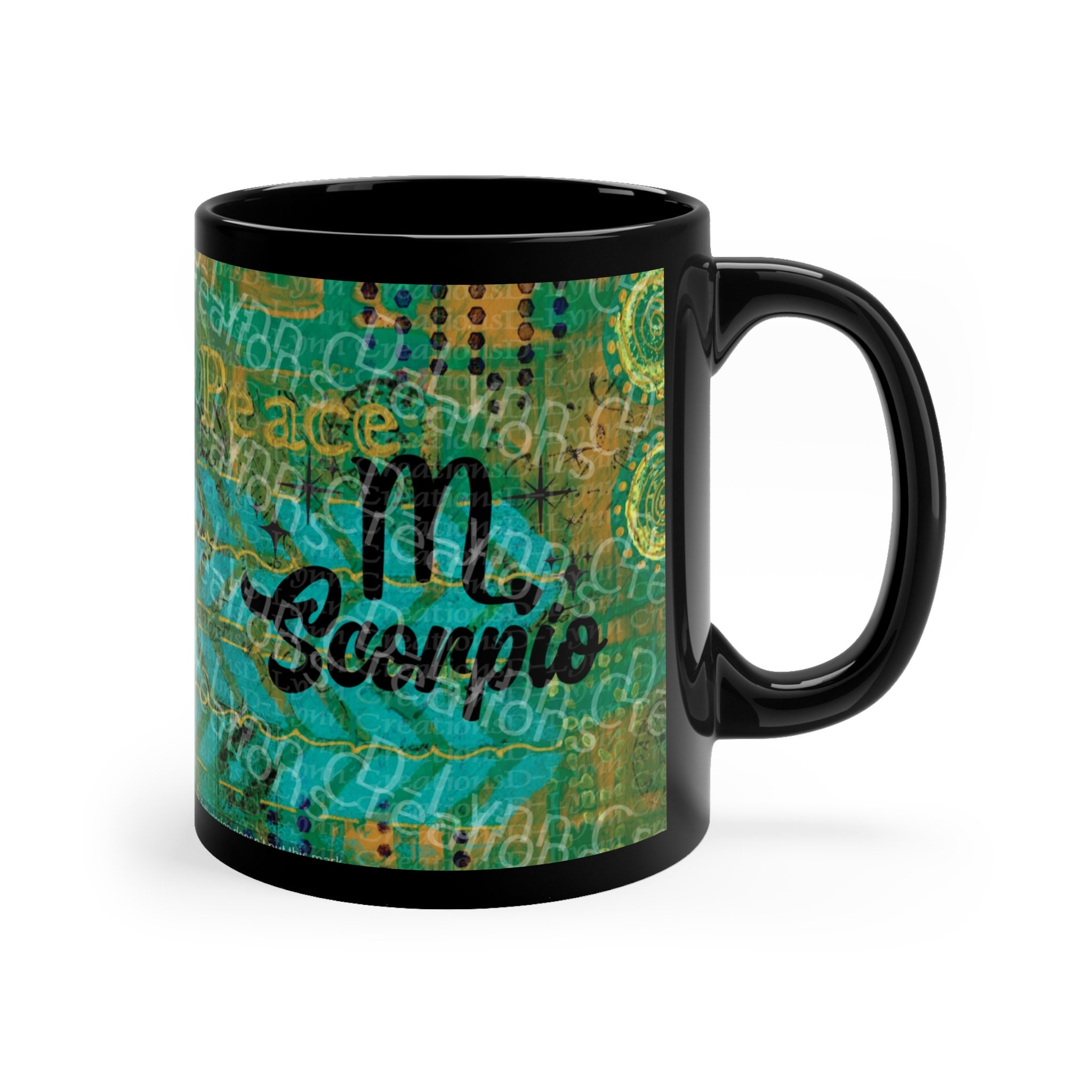Her Zodiac Sign is Scorpio, Light Skinned Woman of Color 11oz Black Ceramic Mug (watermark removed w