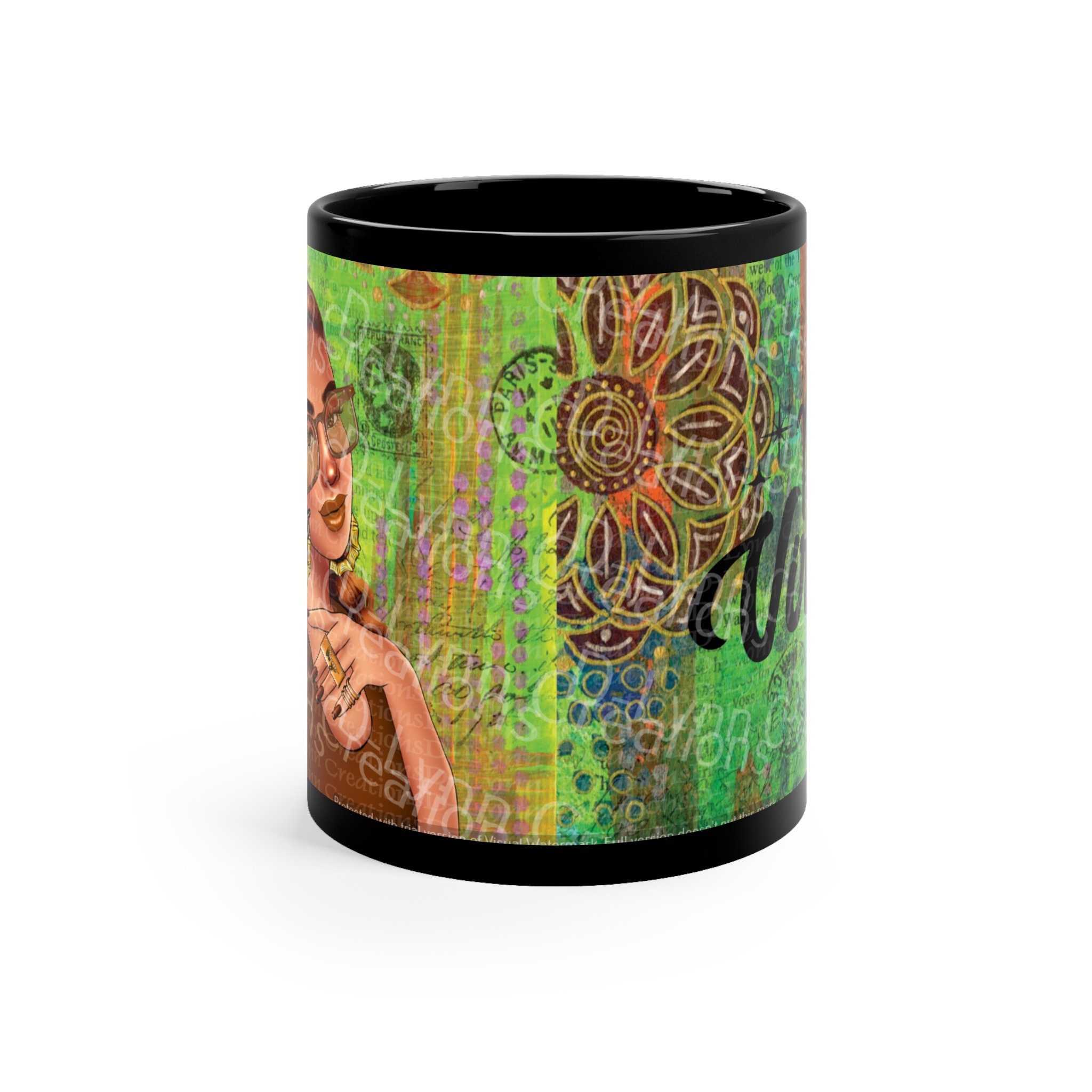 Her Zodiac Sign is Virgo, Light Skinned Woman of Color 11oz Black Ceramic Mug (watermark removed whe