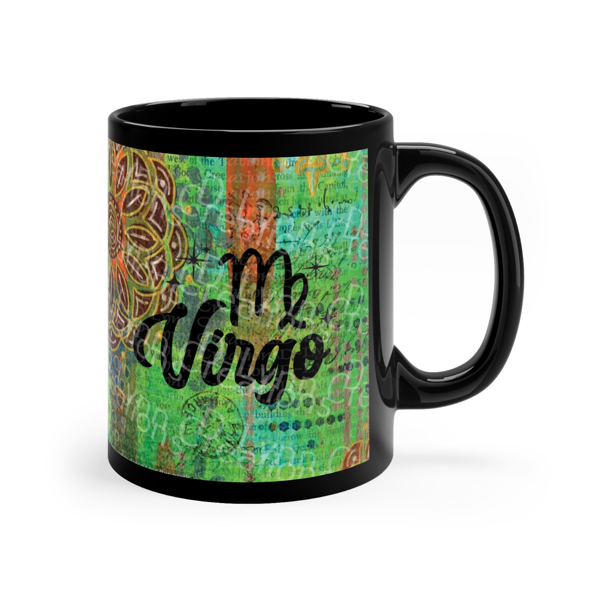 Her Zodiac Sign is Virgo, Light Skinned Woman of Color 11oz Black Ceramic Mug (watermark removed whe
