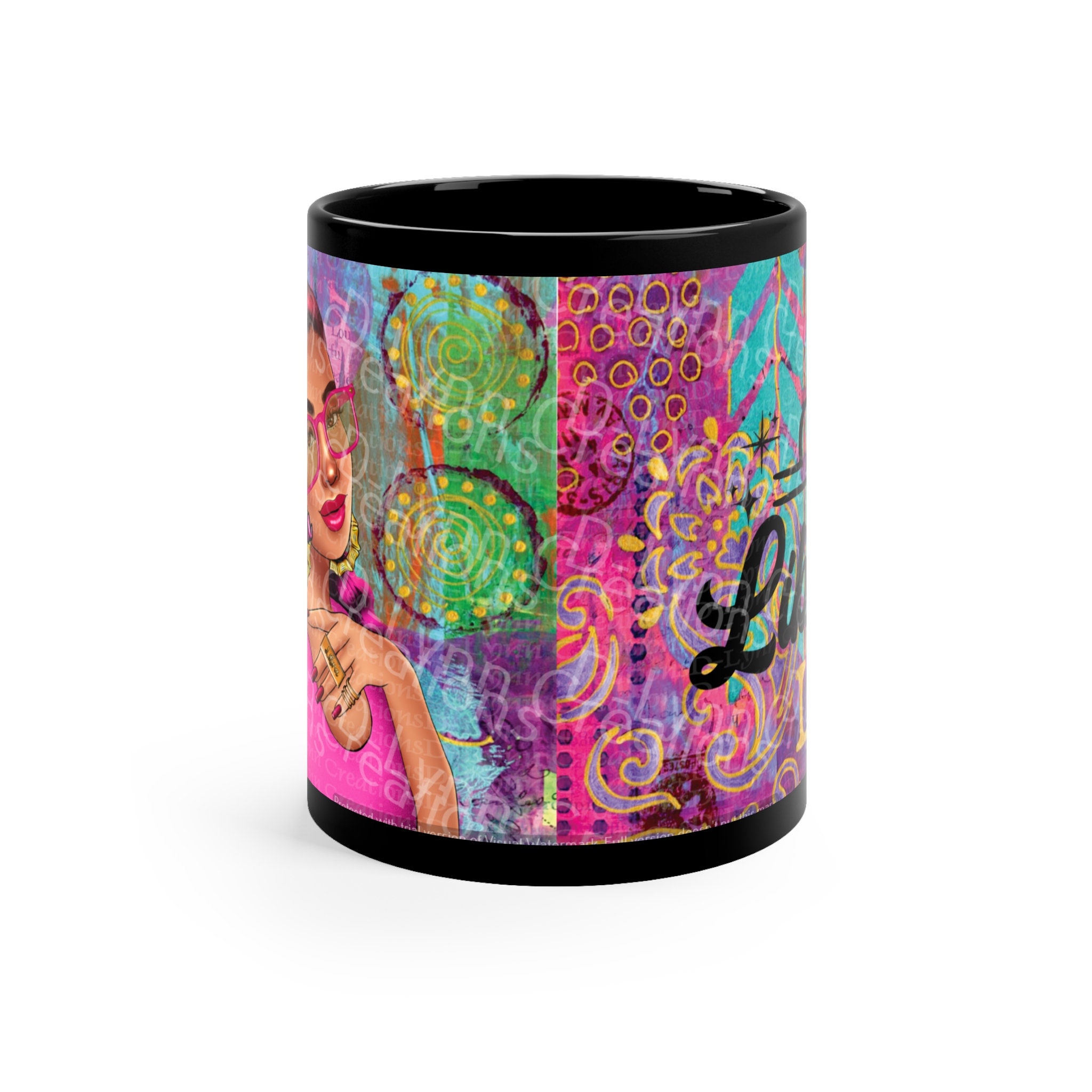 Her Zodiac Sign is Libra, Light Skinned Woman of Color 11oz Black Ceramic Mug (watermark removed whe