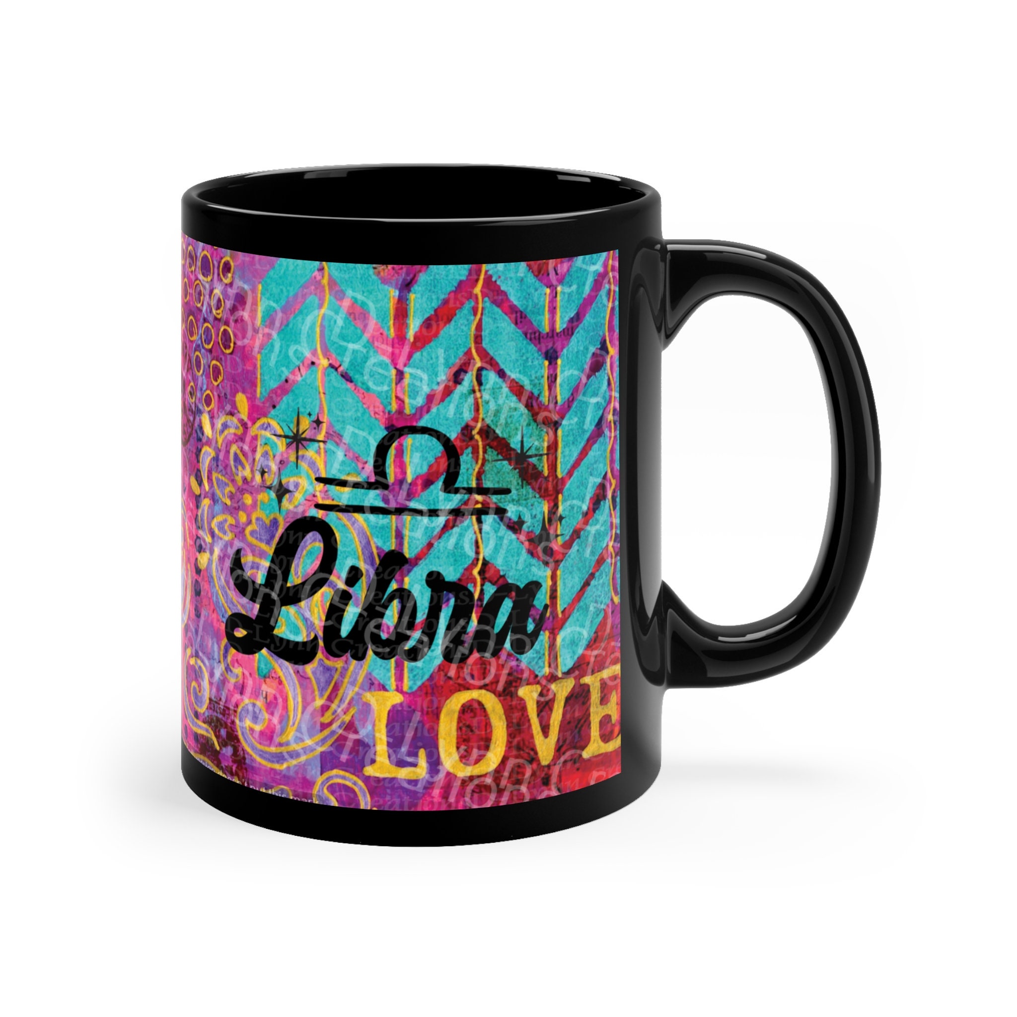 Her Zodiac Sign is Libra, Light Skinned Woman of Color 11oz Black Ceramic Mug (watermark removed whe