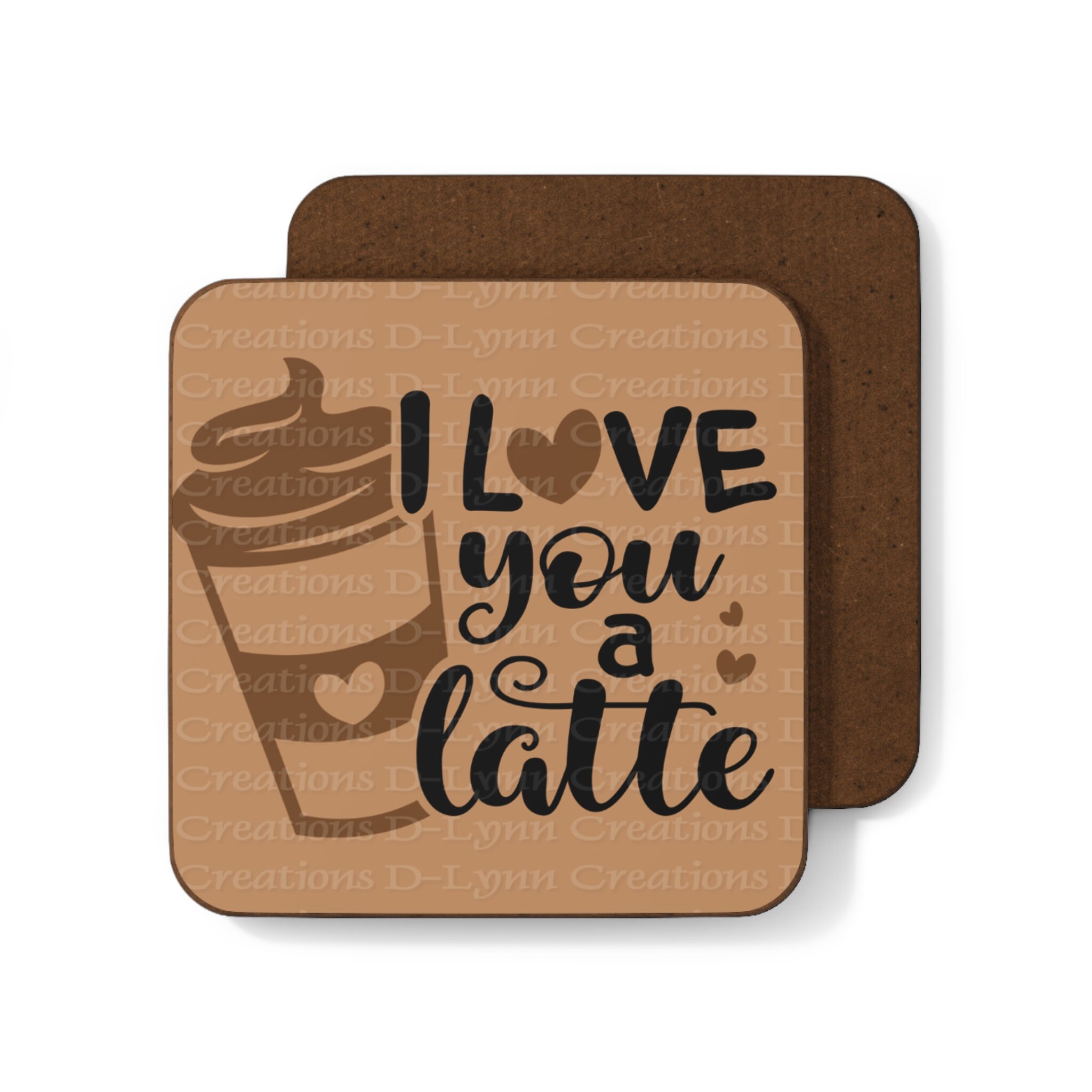 I Love You a Latte, Hardboard Back Coaster, 3.5" x 3.5"