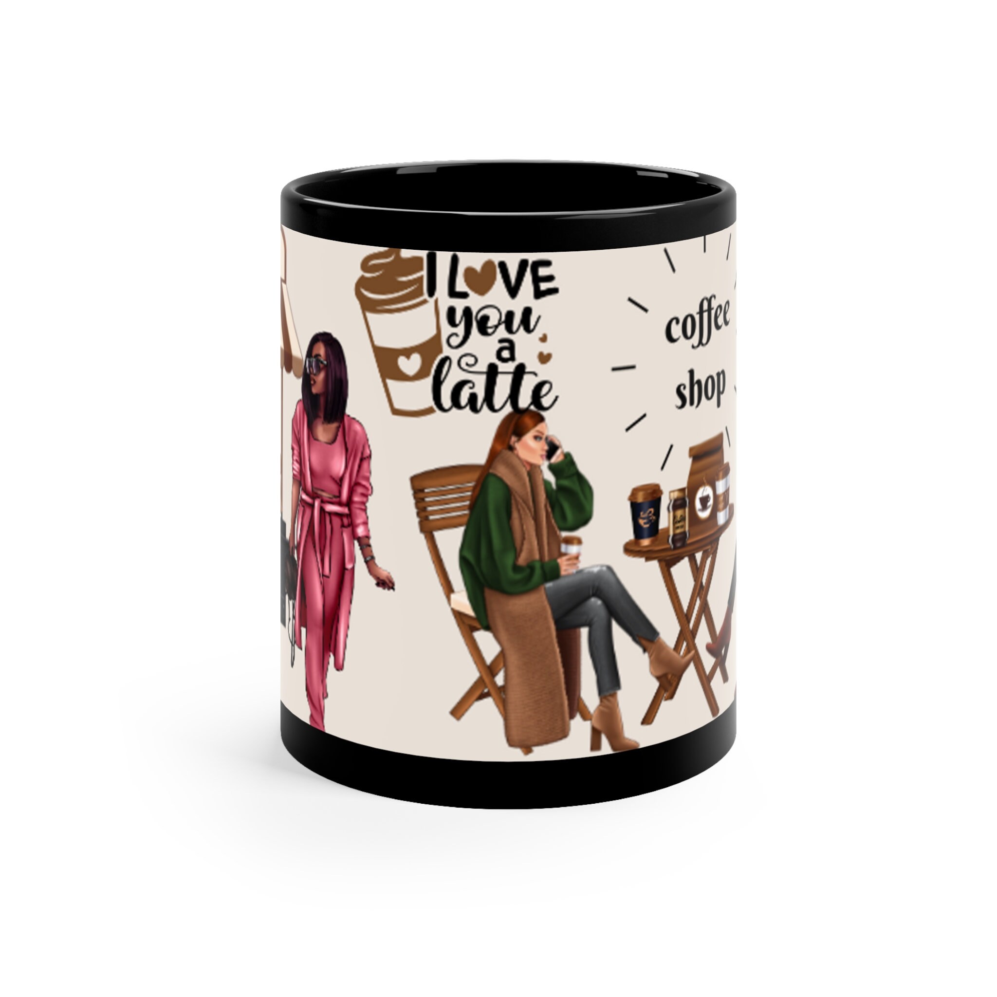 The Coffee Shop 11oz Black Ceramic Coffee Mug