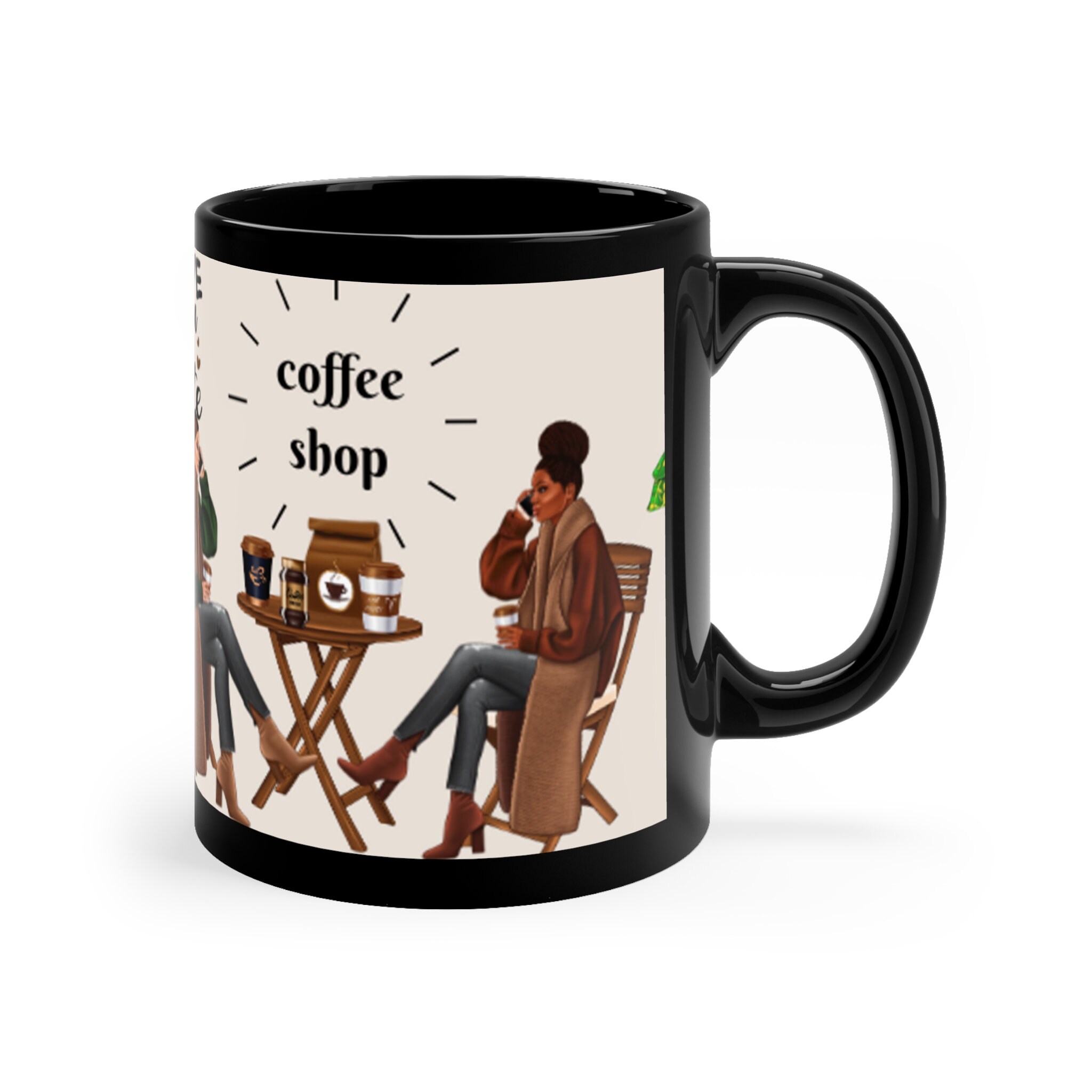 The Coffee Shop 11oz Black Ceramic Coffee Mug
