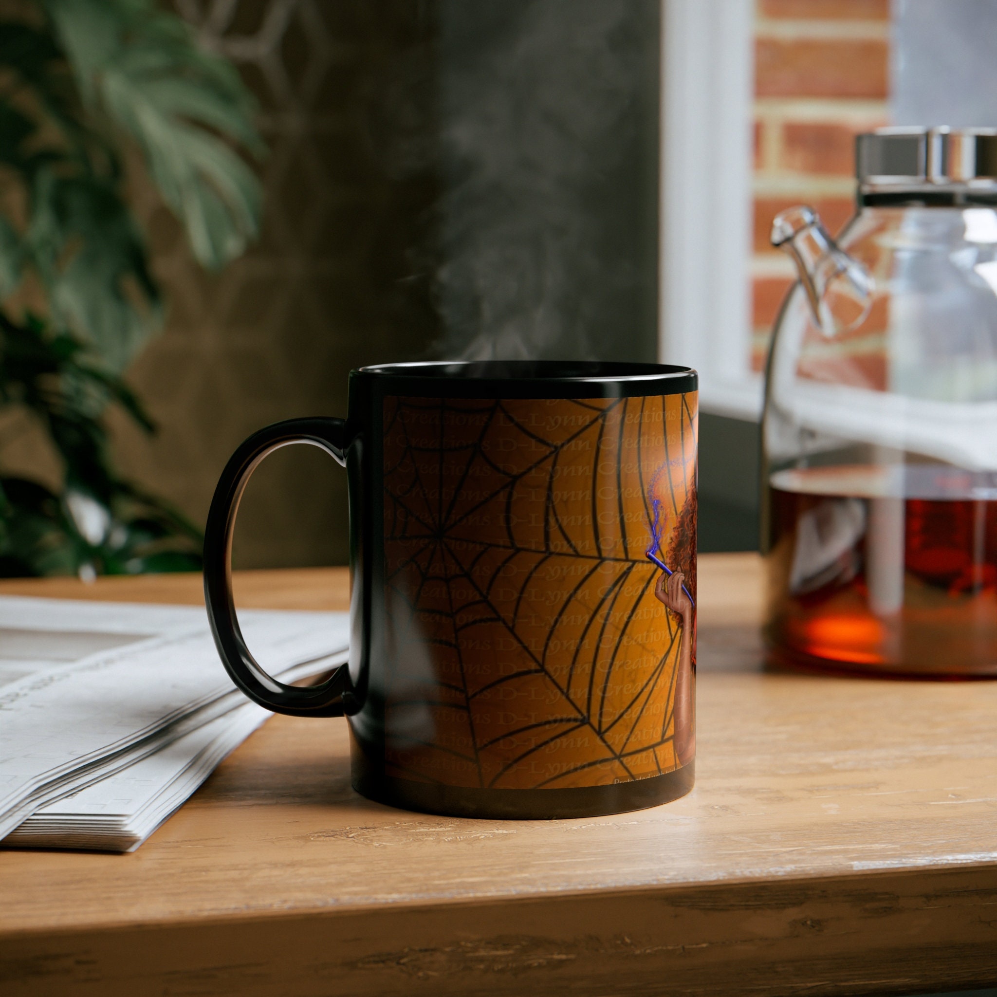 Witchy Orange Witch, 11oz Black Ceramic Mug