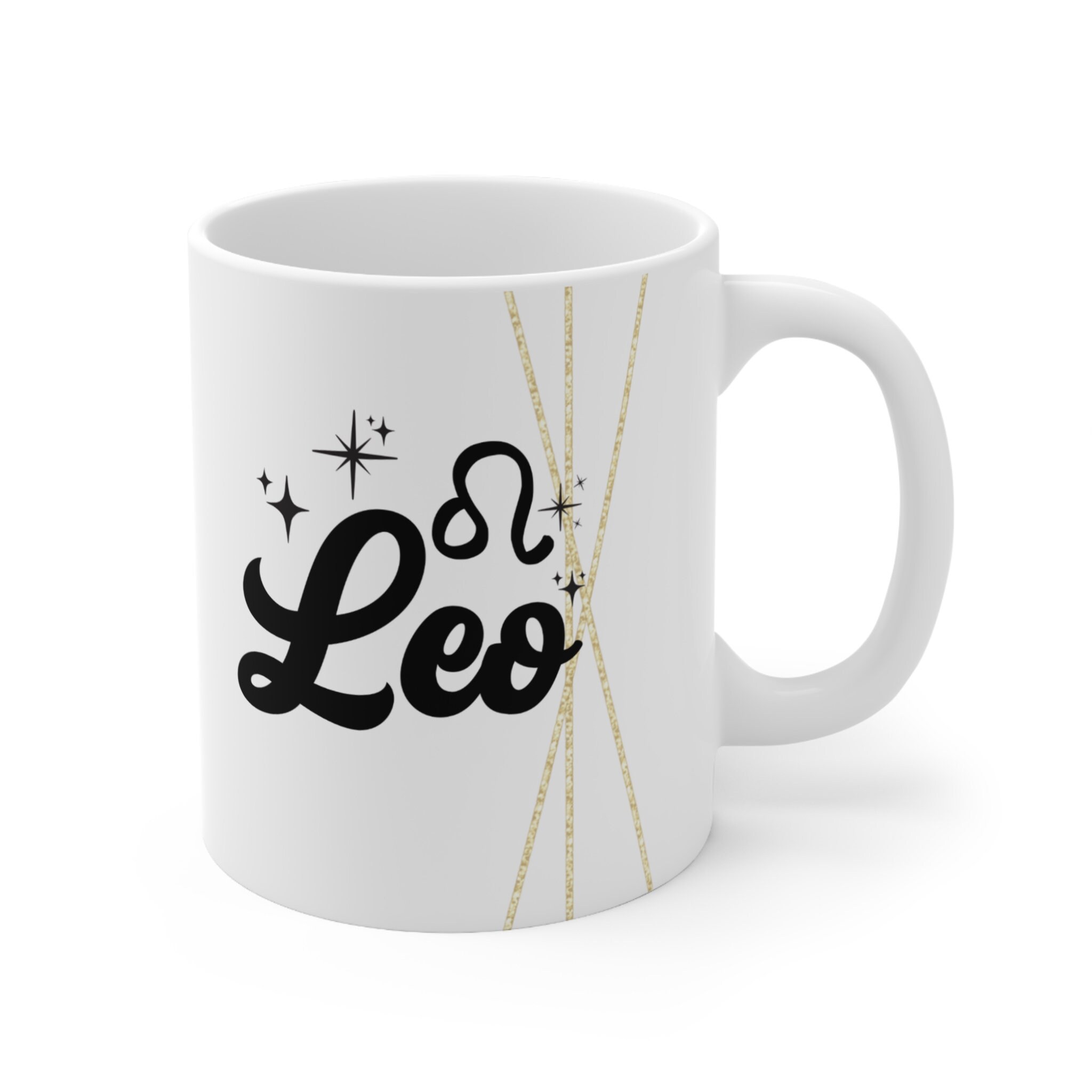 Leo 11oz White Ceramic Coffee Mug