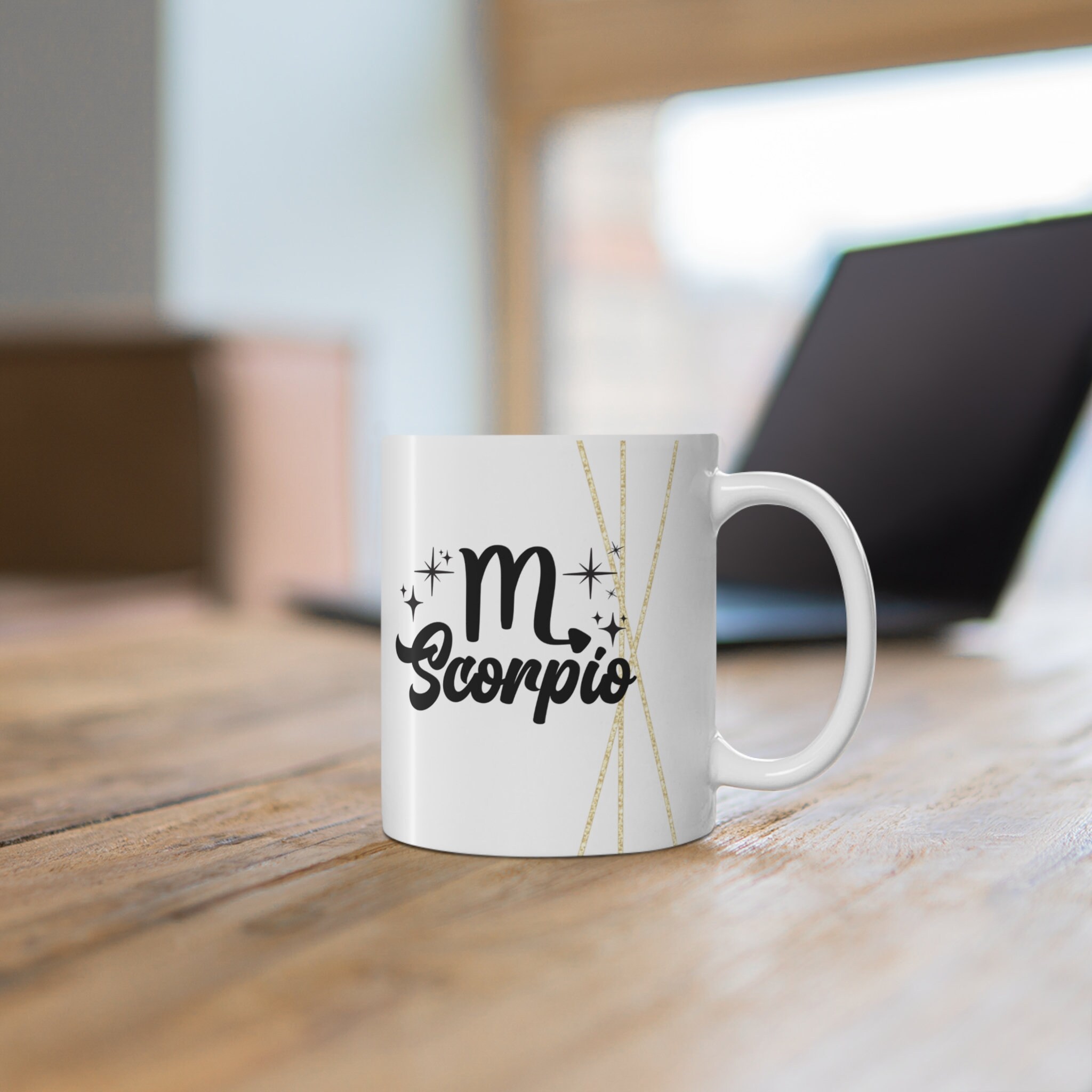 Scorpio 11oz White Ceramic Coffee Mug