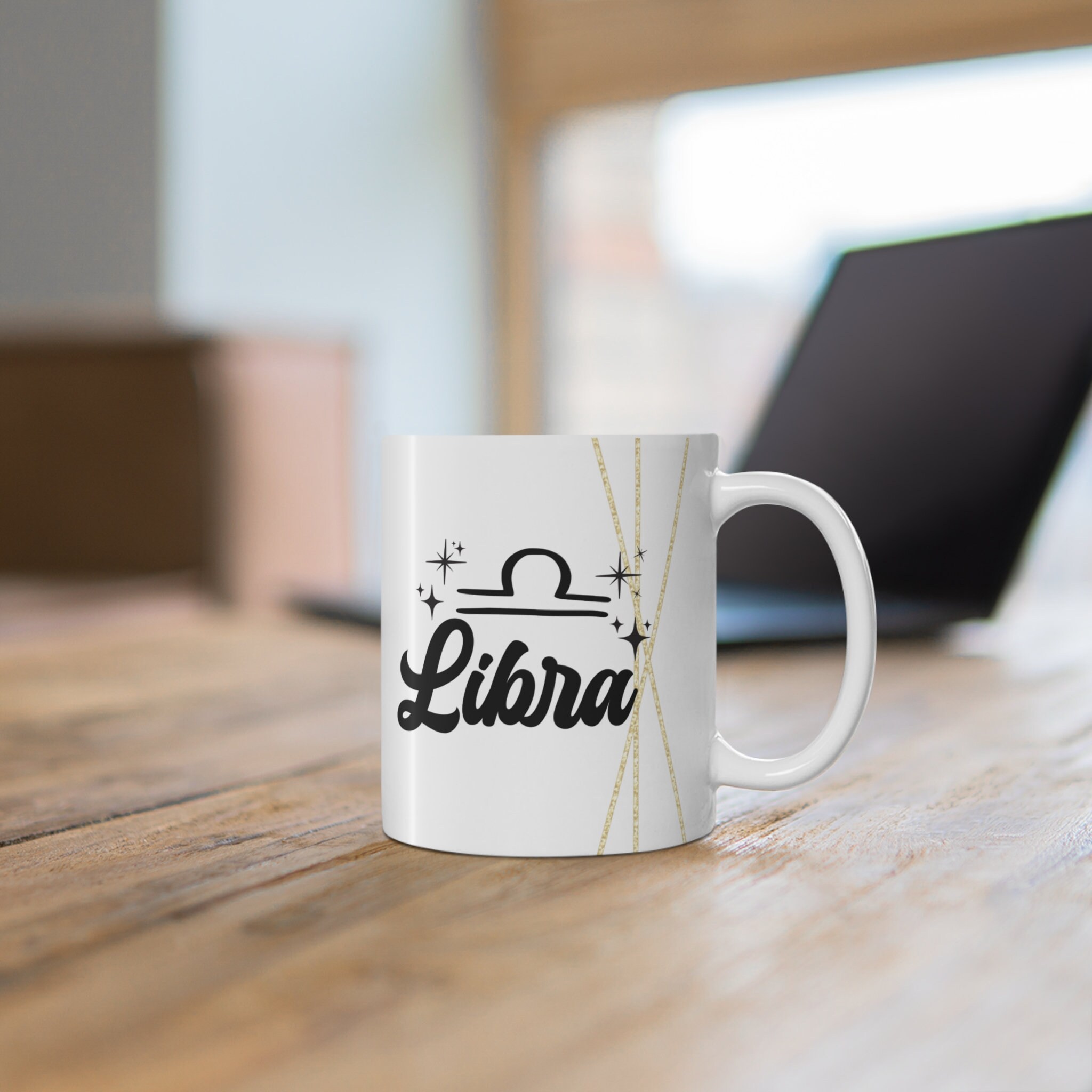 Libra 11oz White Ceramic Coffee Mug
