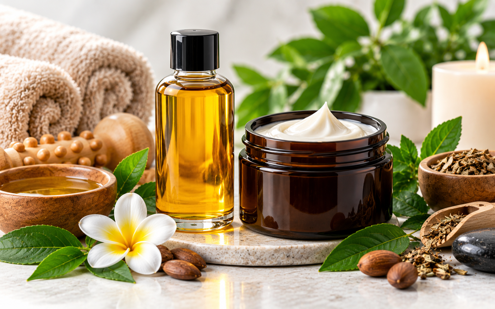Massage oils creams and body care collection