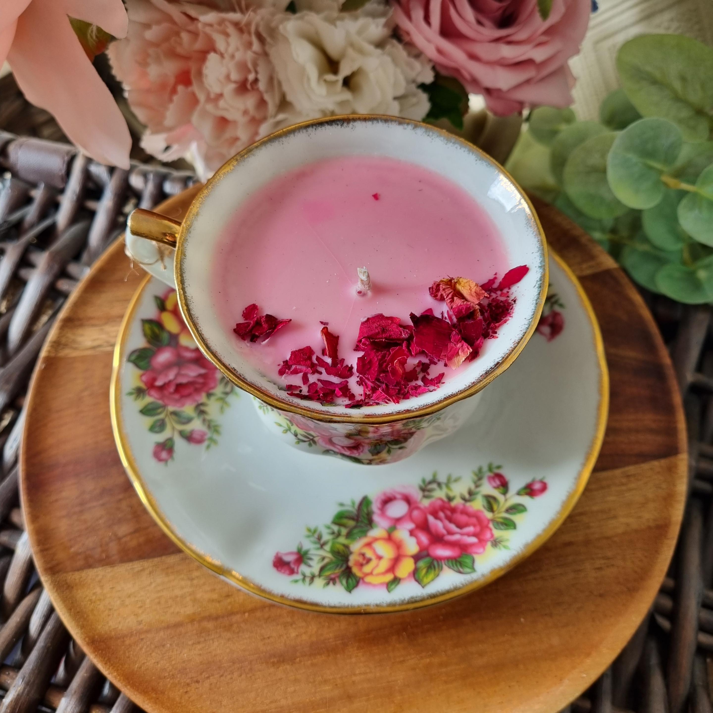 Rose Petal Teacup & Saucer Candle