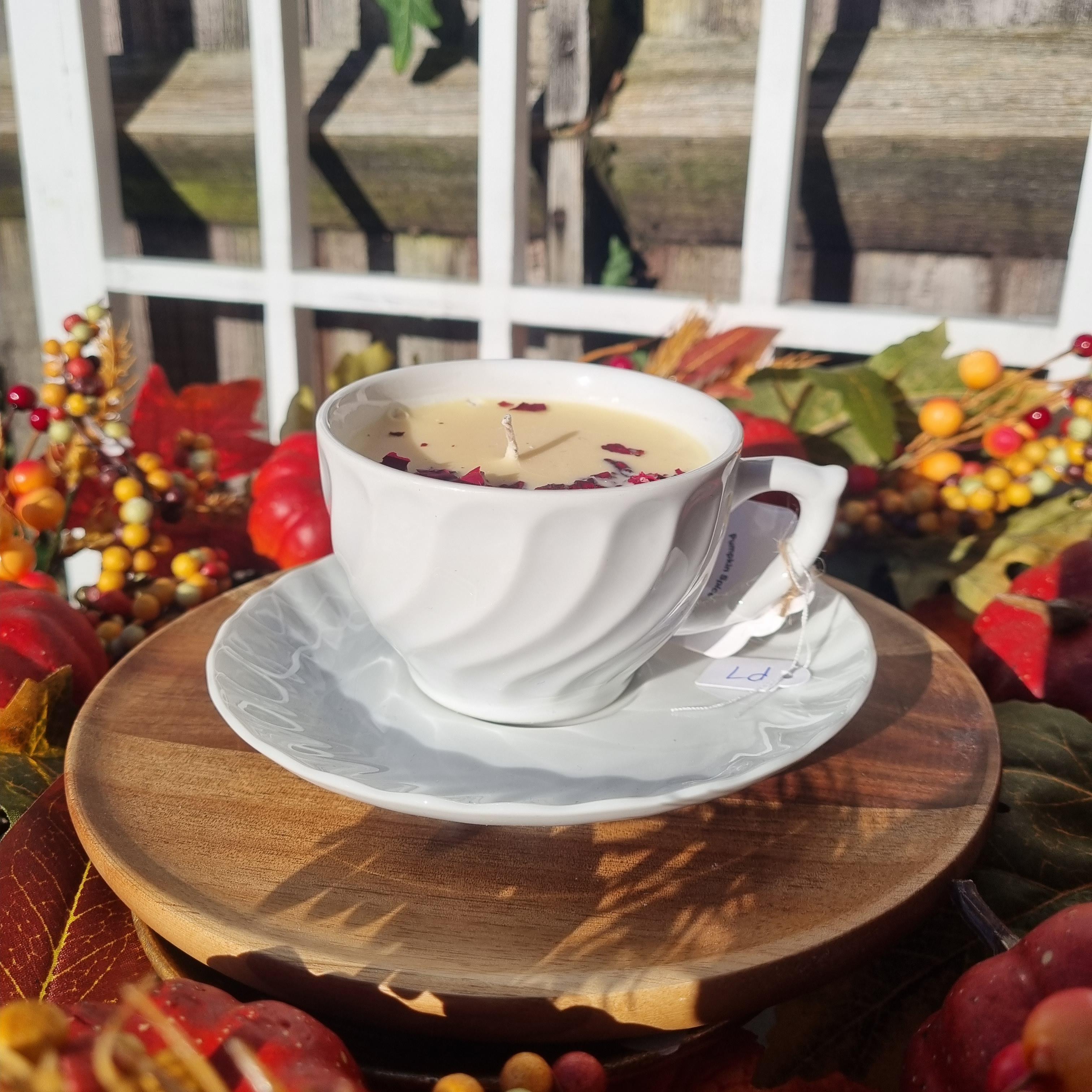 Pumpkin Spice Latte Teacup & Saucer Candle