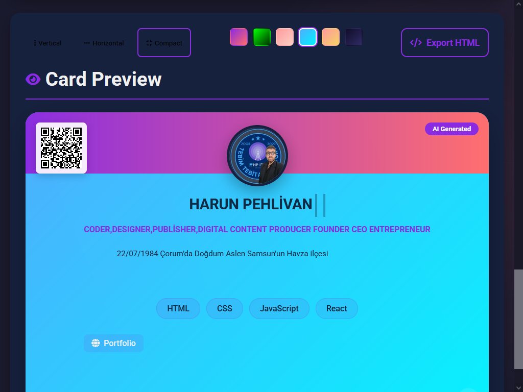 AI Profile Card Generator