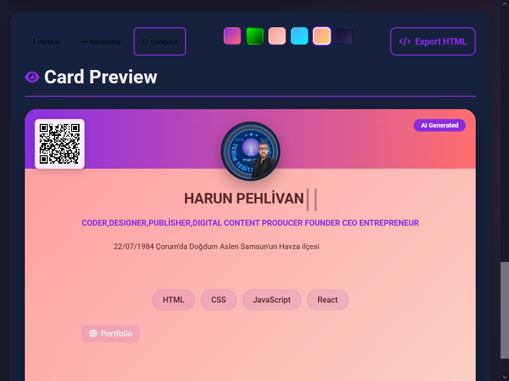 AI Profile Card Generator
