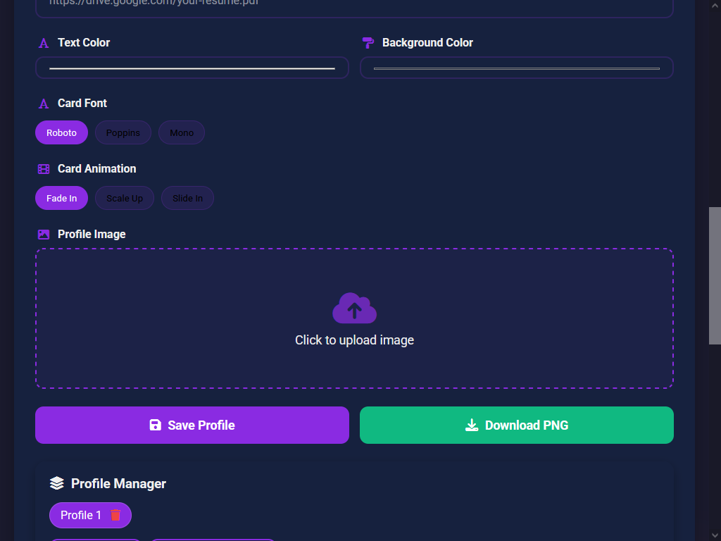 AI Profile Card Generator