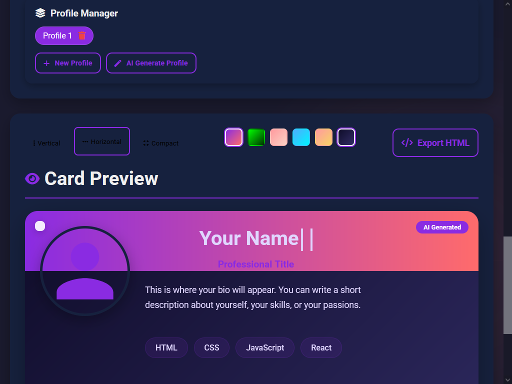 AI Profile Card Generator