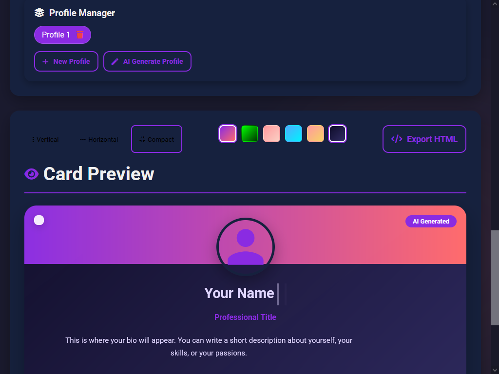 AI Profile Card Generator
