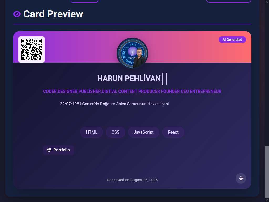 AI Profile Card Generator