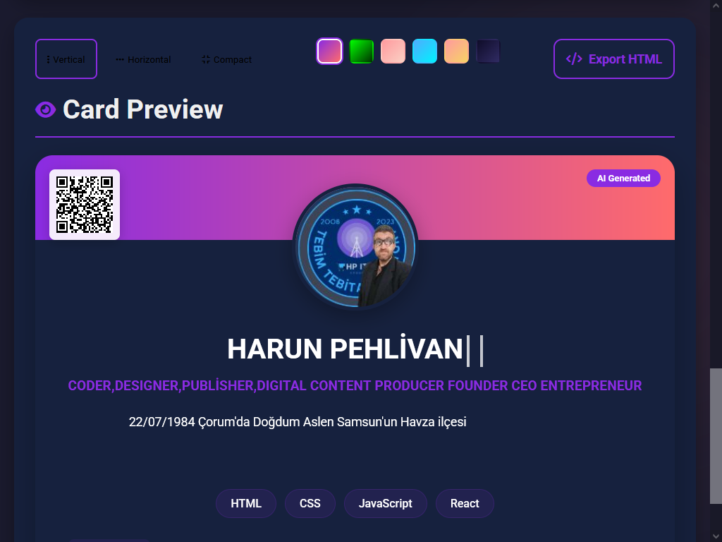 AI Profile Card Generator