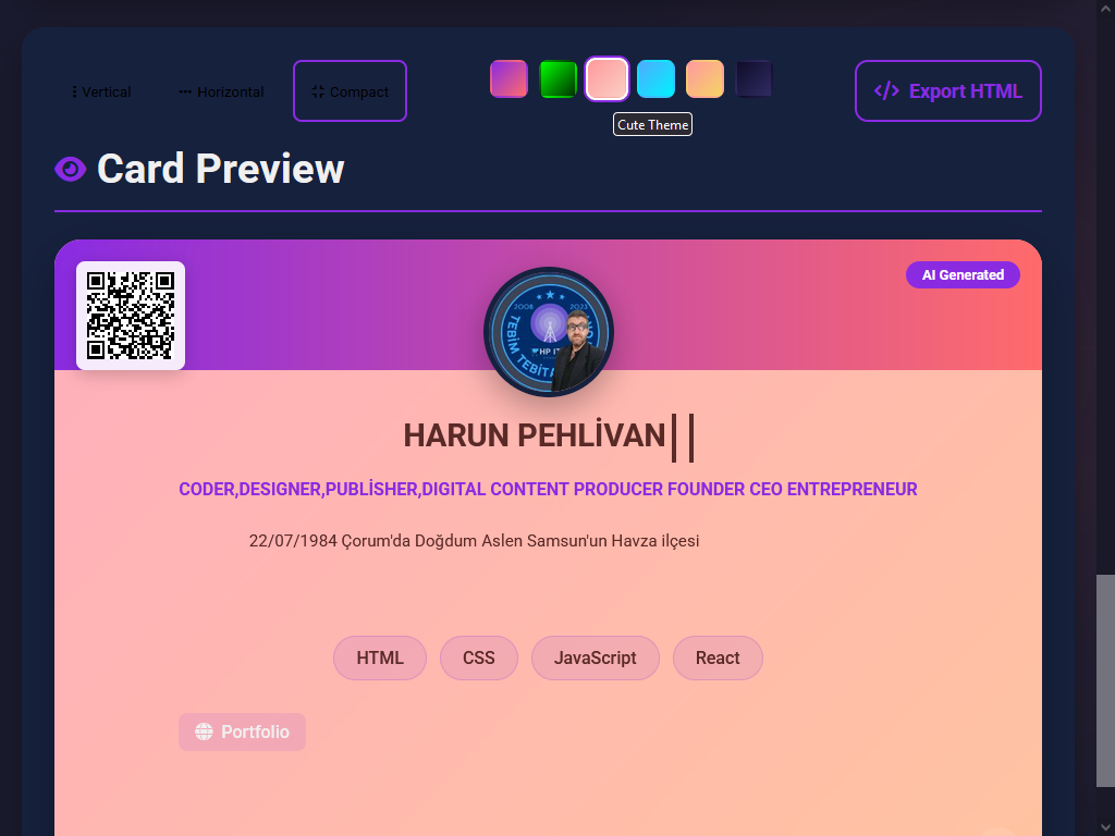 AI Profile Card Generator