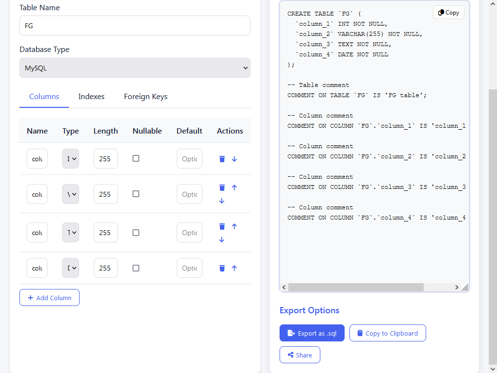 SQL Database Code Generator