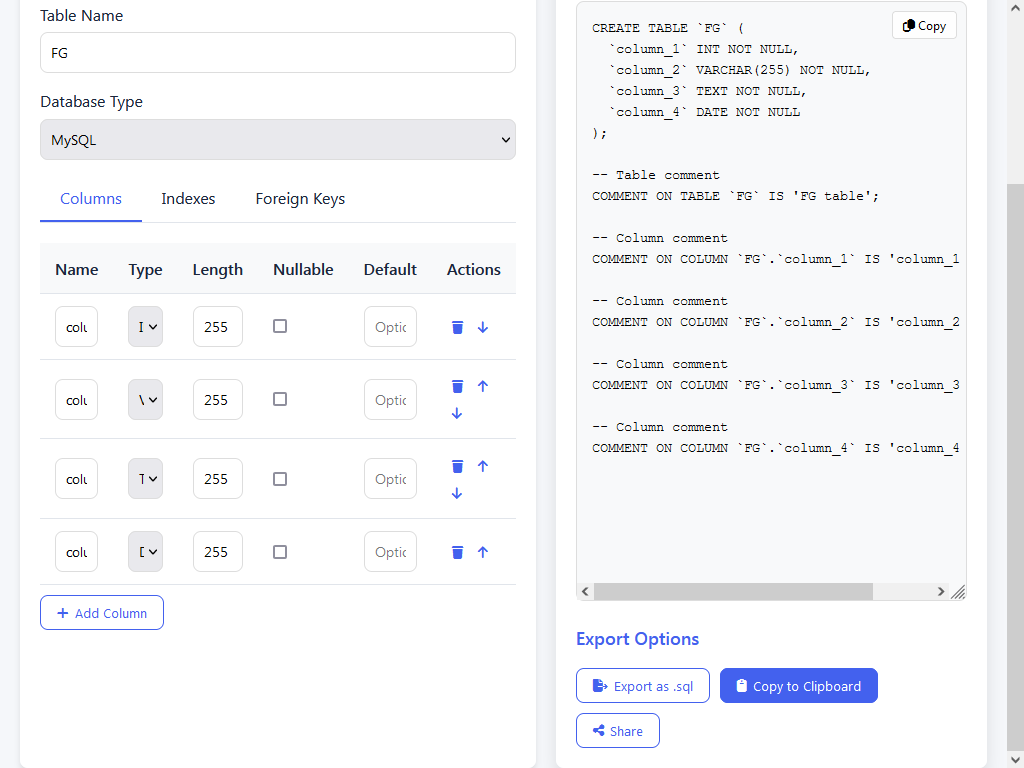 SQL Database Code Generator