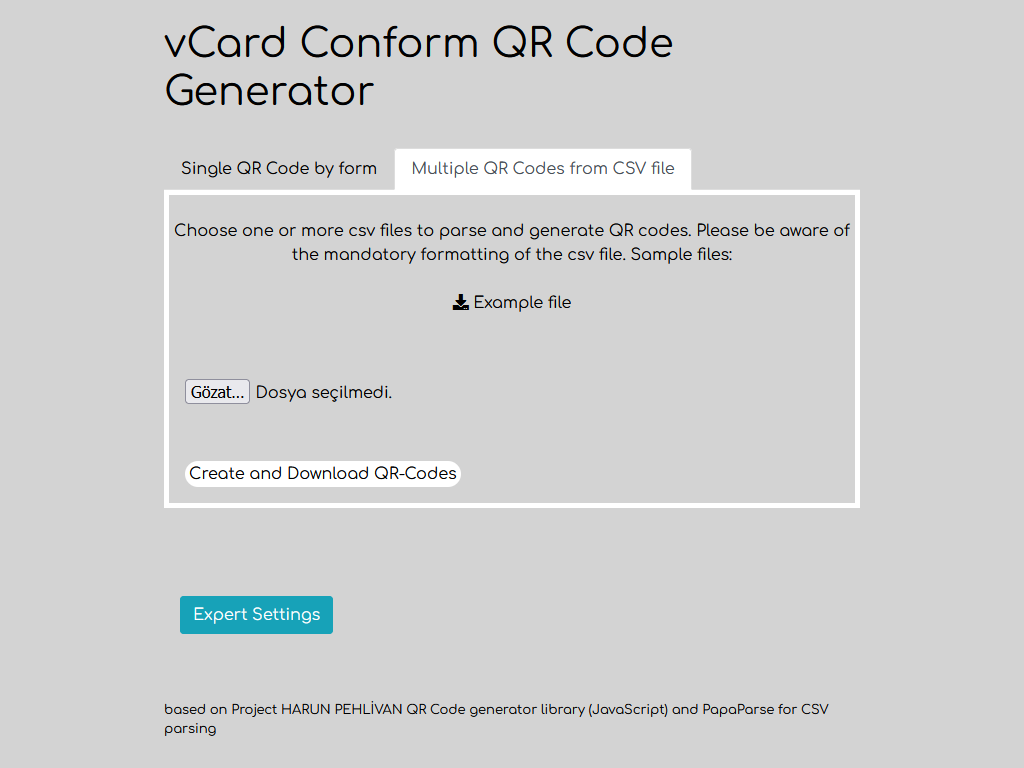 vCard Conform QR Code Generator
