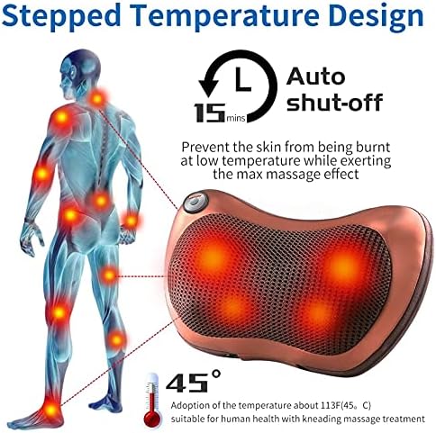 Cojín de Masaje Eléctrico Masajeador Almohada Masajeador Shiatsu con 3 Niveles