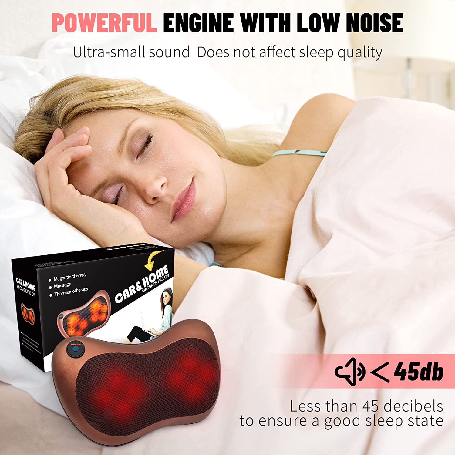 Cojín de Masaje Eléctrico Masajeador Almohada Masajeador Shiatsu con 3 Niveles