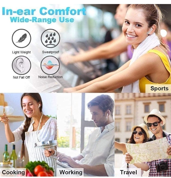 Auriculares inalámbricos Bluetooth Auriculares estéreo 3D Funda de Carga rápida, iPhone/Android