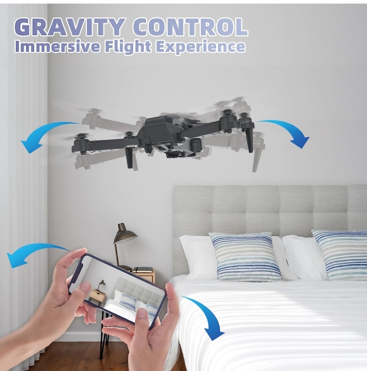 Drones con Camara HD 2 Cámaras Mini Drone para Principiantes 135°Camera Adjustable Eléctricamente