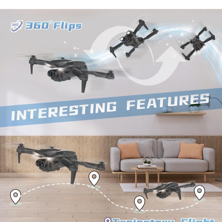 Drones con Camara HD 2 Cámaras Mini Drone para Principiantes 135°Camera Adjustable Eléctricamente
