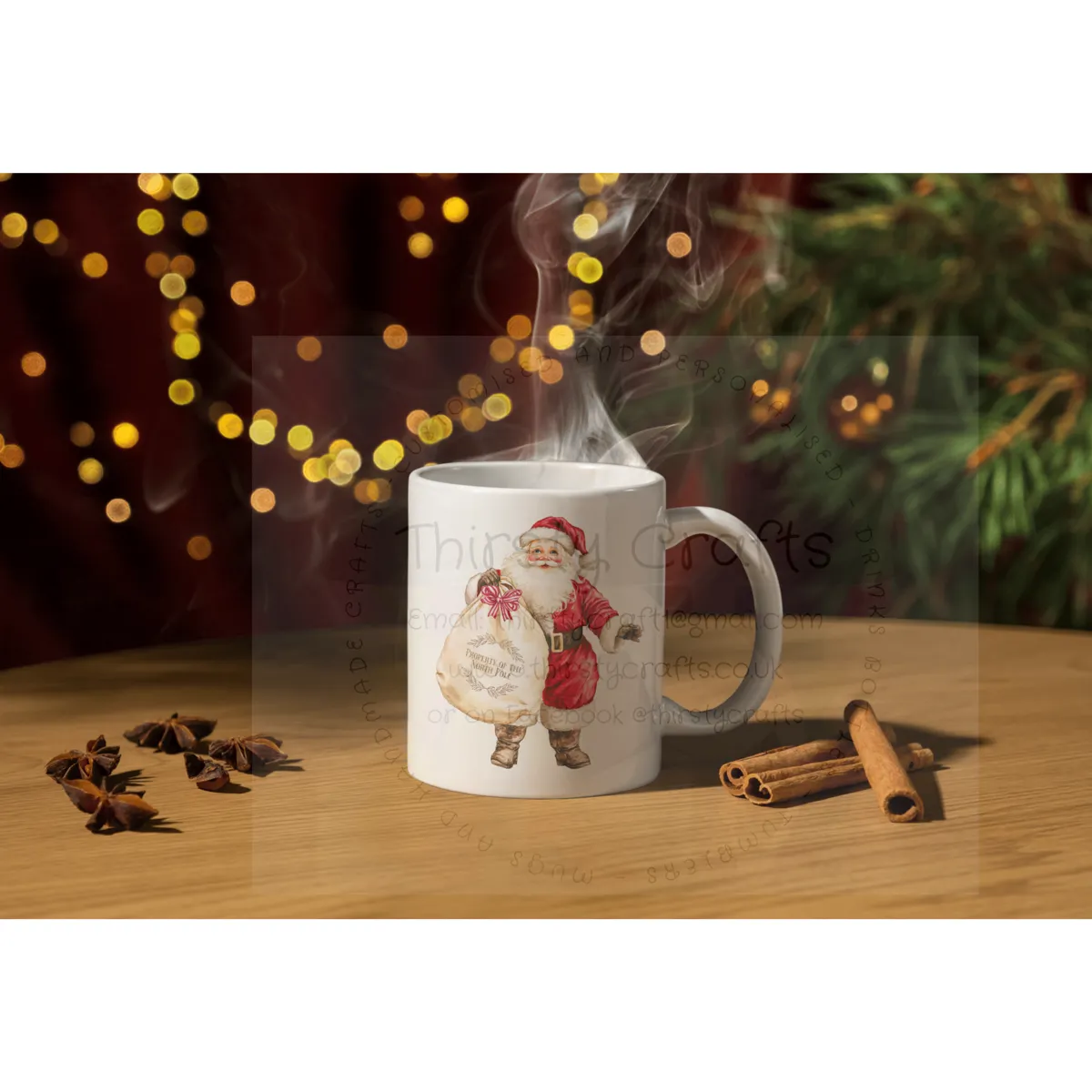 Personalised Christmas Mug -  Santa with his Sack