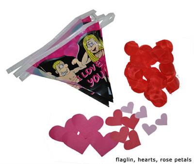 Valentines Day Set! Includes Flag banner & rose petals