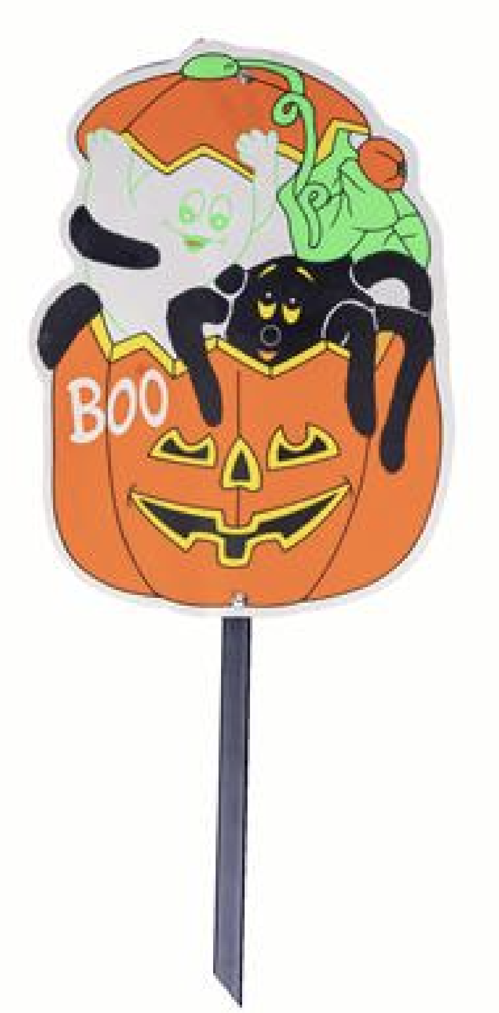 56cm Pumpkin & Ghost Plastic Yard Halloween sign