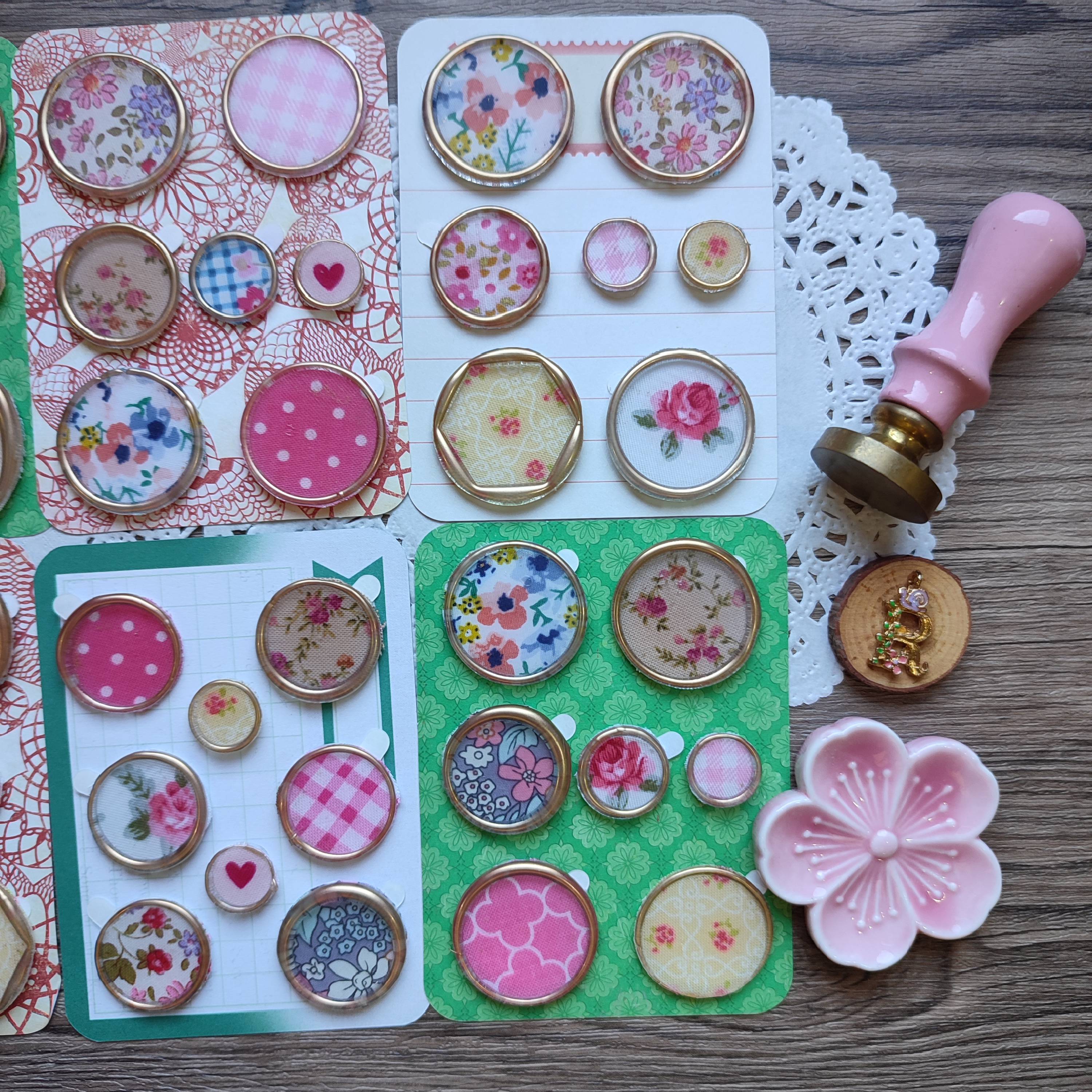 Pre-made Wax Seals in Fabric Set 5