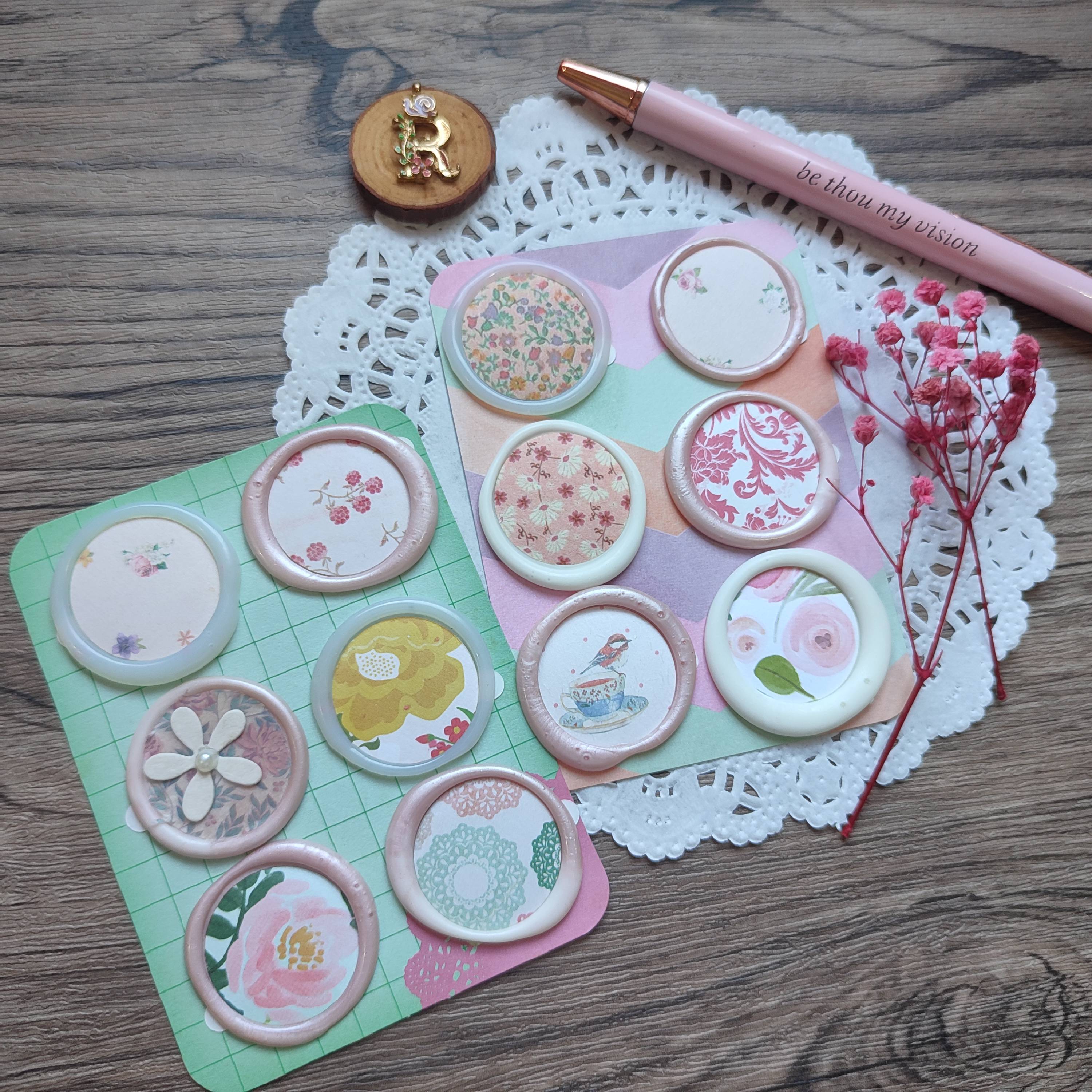 Pre-made Wax Seals with Pattern Paper Set 2