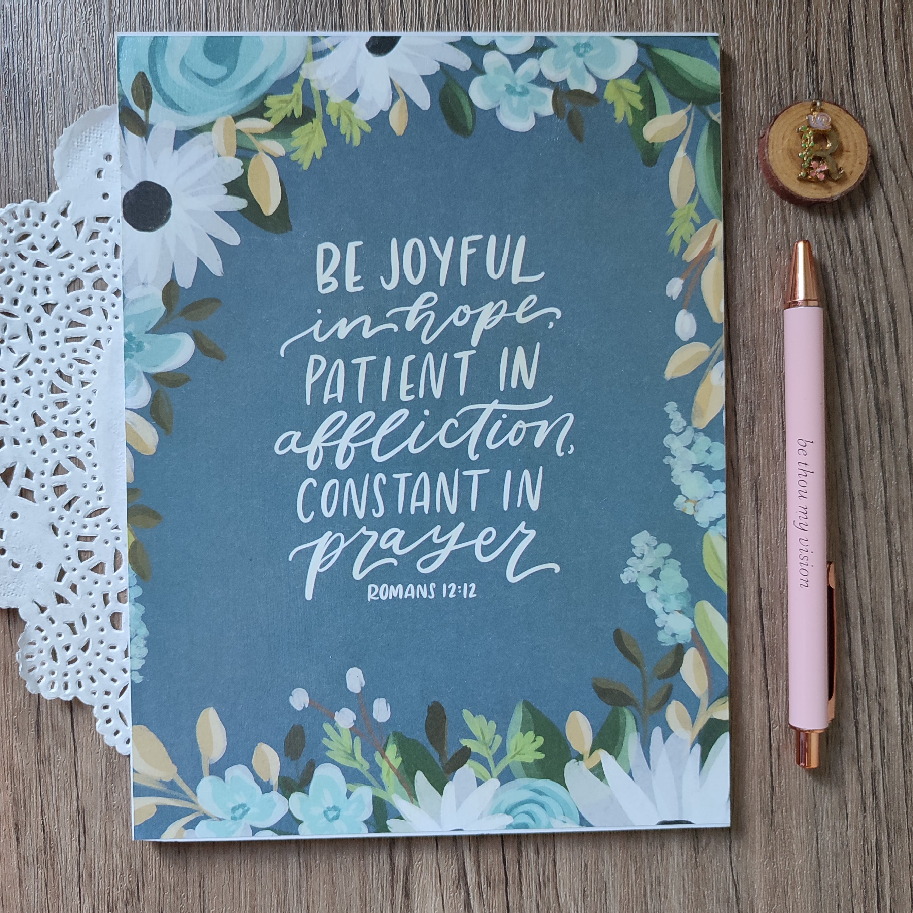 6x8 Board Scripture Inspiration (Romans 12:12)