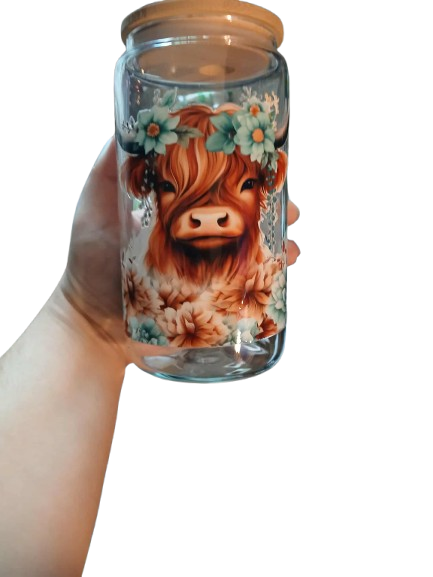 Cow with blue flower crown