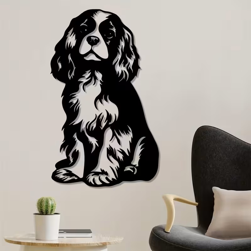 Cavalier King Charles Spaniel Metal Wall Art – Black Dog Silhouette