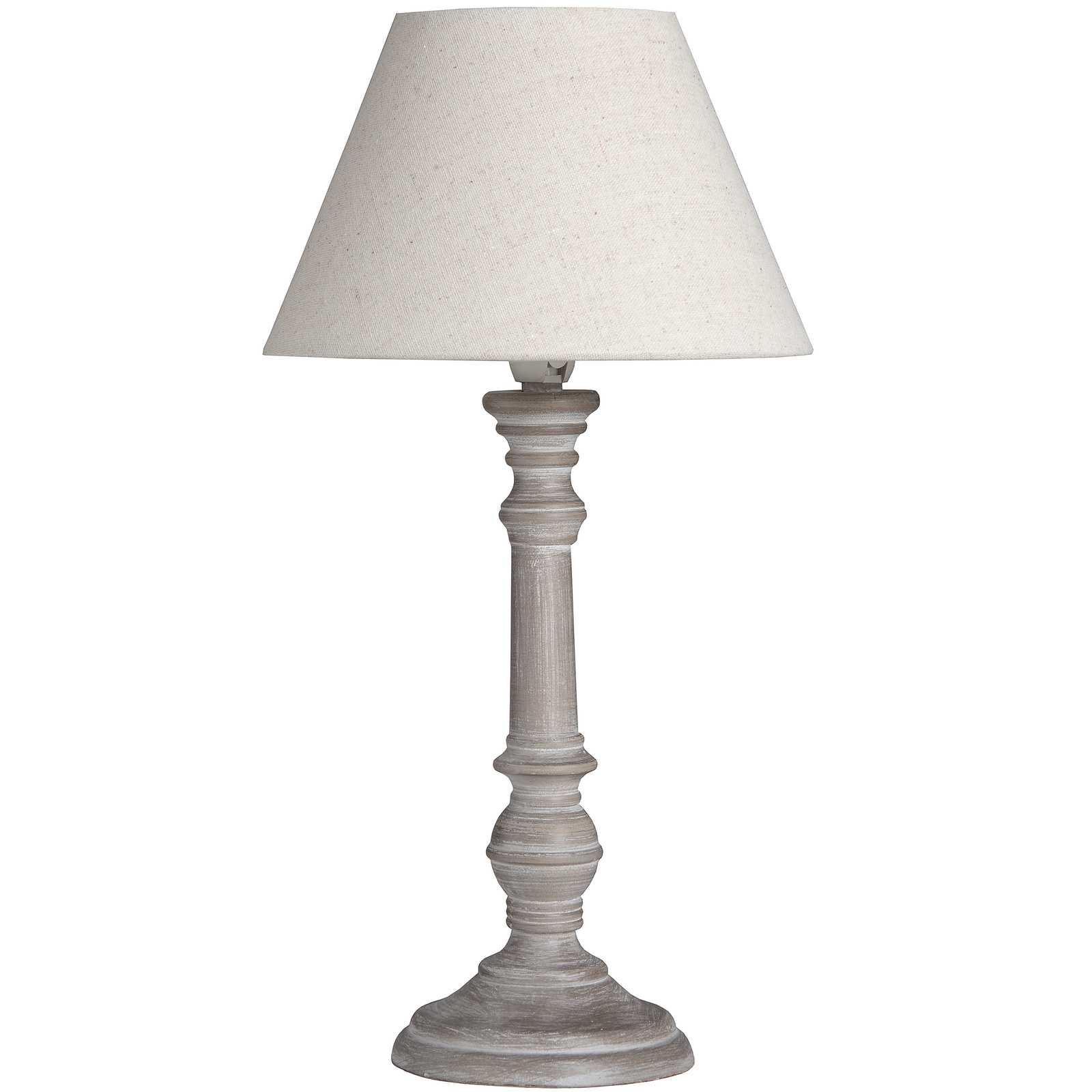 Pella Wooden Table Lamp with Linen Shade – Rustic Cottage Lighting